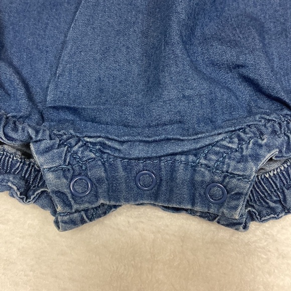 Cat & jack chambray denim ruffle summer bubble romper one piece 6-9m - Picture 3 of 8